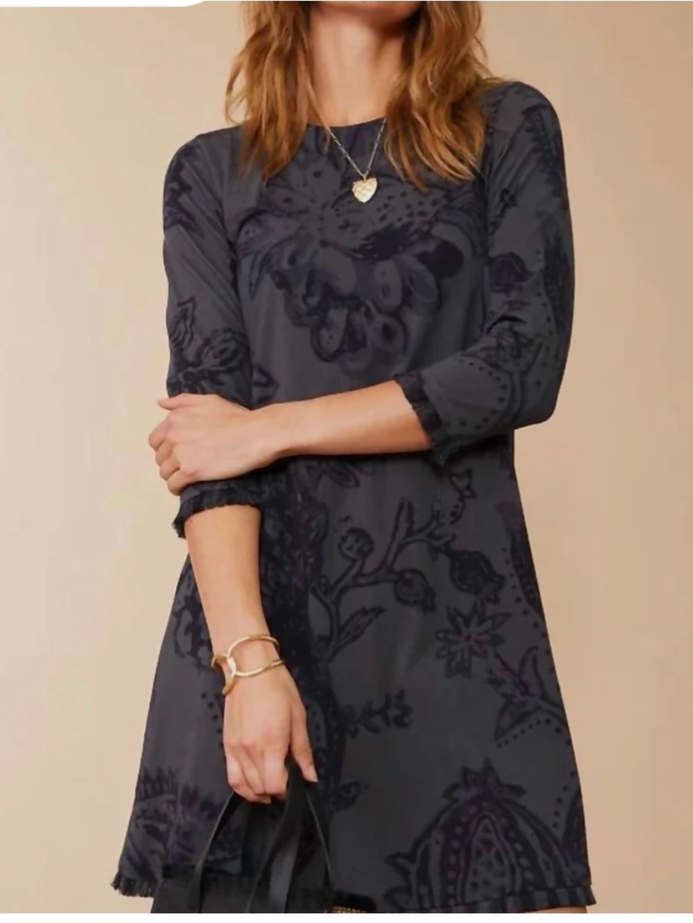 Spartina 449 island fringe dress botanic garden gray woodblock Jacobean